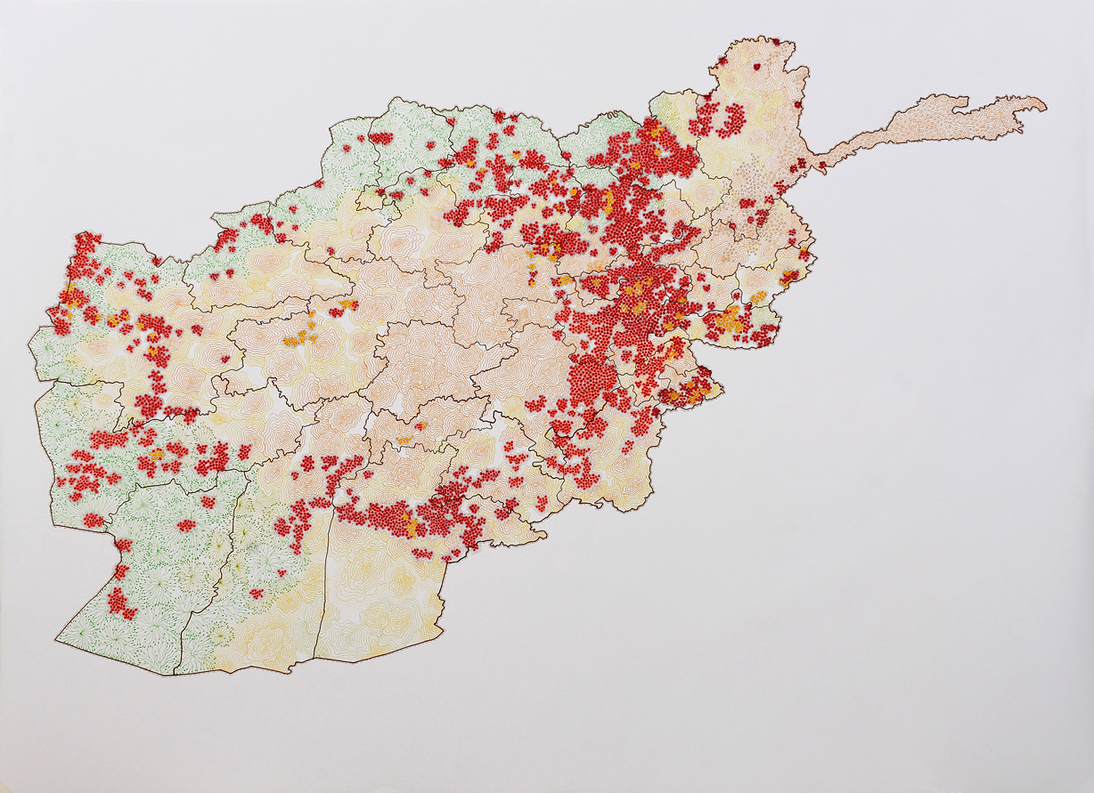 خريطة لموقع الخطر في أفغانستان – ناشط: 6452، انتقالي: 548، 2012 Image