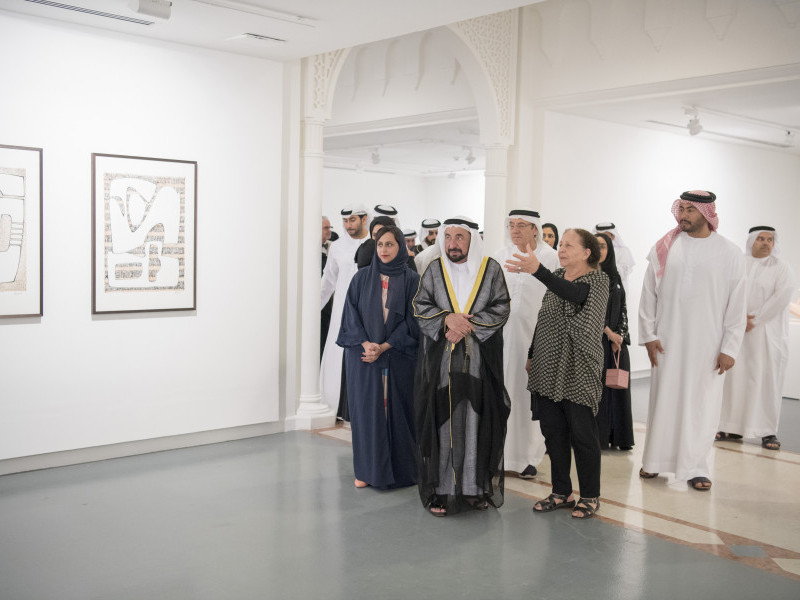 HH Sheikh Dr Sultan bin Mohammed Al Qasimi, member of the Federal Supreme Council, Ruler of Sharjah, opened Mona Saudi: Poetry and Form exhibition